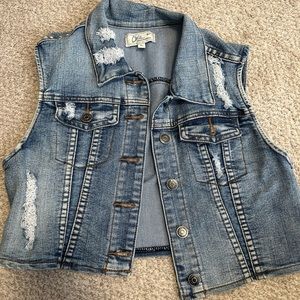 Cropped jean vest